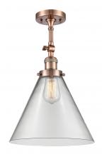  201F-AC-G42-L - Cone - 1 Light - 12 inch - Antique Copper - Semi-Flush Mount