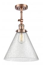  201F-AC-G44-L - Cone - 1 Light - 12 inch - Antique Copper - Semi-Flush Mount