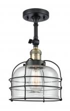  201F-BAB-G74-CE - Bell Cage - 1 Light - 9 inch - Black Antique Brass - Semi-Flush Mount