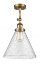  201F-BB-G44-L - Cone - 1 Light - 12 inch - Brushed Brass - Semi-Flush Mount