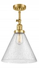  201F-SG-G44-L - Cone - 1 Light - 12 inch - Satin Gold - Semi-Flush Mount