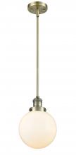  201S-AB-G201-8 - Beacon - 1 Light - 8 inch - Antique Brass - Stem Hung - Mini Pendant