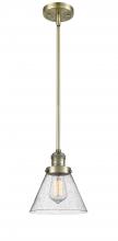  201S-AB-G44 - Cone - 1 Light - 8 inch - Antique Brass - Stem Hung - Mini Pendant