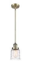  201S-AB-G513 - Bell - 1 Light - 5 inch - Antique Brass - Stem Hung - Mini Pendant