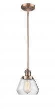  201S-AC-G172 - Fulton - 1 Light - 7 inch - Antique Copper - Stem Hung - Mini Pendant