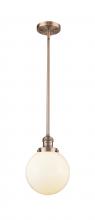  201S-AC-G201-8 - Beacon - 1 Light - 8 inch - Antique Copper - Stem Hung - Mini Pendant