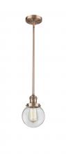  201S-AC-G202-6 - Beacon - 1 Light - 6 inch - Antique Copper - Stem Hung - Mini Pendant