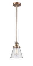  201S-AC-G64 - Cone - 1 Light - 6 inch - Antique Copper - Stem Hung - Mini Pendant