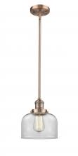  201S-AC-G72 - Bell - 1 Light - 8 inch - Antique Copper - Stem Hung - Mini Pendant