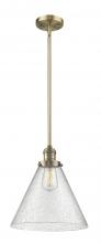  201S-BB-G44-L - Cone - 1 Light - 12 inch - Brushed Brass - Stem Hung - Mini Pendant