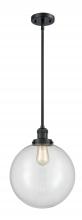  201S-BK-G202-12 - Beacon - 1 Light - 12 inch - Matte Black - Stem Hung - Mini Pendant