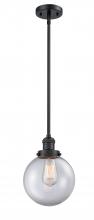  201S-BK-G202-8 - Beacon - 1 Light - 8 inch - Matte Black - Stem Hung - Mini Pendant