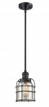  201S-BK-G58-CE - Bell Cage - 1 Light - 6 inch - Matte Black - Stem Hung - Mini Pendant