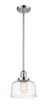  201S-PC-G713-LED - Bell - 1 Light - 8 inch - Polished Chrome - Stem Hung - Mini Pendant