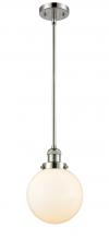  201S-PN-G201-8-LED - Beacon - 1 Light - 8 inch - Polished Nickel - Stem Hung - Mini Pendant