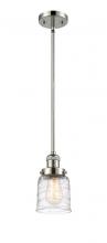  201S-PN-G513 - Bell - 1 Light - 5 inch - Polished Nickel - Stem Hung - Mini Pendant