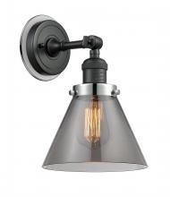  203BK-BPPC-HRPC-G43 - Cone - 1 Light - 8 inch - Matte Black - Sconce