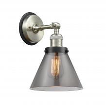  203SN-BPBK-HRBK-G43 - Cone - 1 Light - 8 inch - Brushed Satin Nickel - Sconce