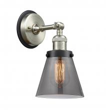  203SN-BPBK-HRBK-G63 - Cone - 1 Light - 6 inch - Brushed Satin Nickel - Sconce