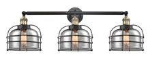  205-BAB-G73-CE - Bell Cage - 3 Light - 34 inch - Black Antique Brass - Bath Vanity Light