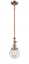  206-AC-G202-6 - Beacon - 1 Light - 6 inch - Antique Copper - Stem Hung - Mini Pendant