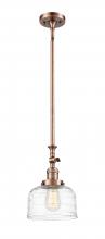  206-AC-G713 - Bell - 1 Light - 8 inch - Antique Copper - Stem Hung - Mini Pendant