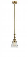  206-BB-G62 - Cone - 1 Light - 6 inch - Brushed Brass - Stem Hung - Mini Pendant