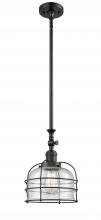  206-BK-G74-CE - Bell Cage - 1 Light - 9 inch - Matte Black - Stem Hung - Mini Pendant