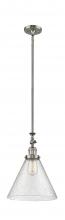  206-SN-G44-L - Cone - 1 Light - 12 inch - Brushed Satin Nickel - Stem Hung - Mini Pendant