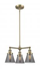  207-AB-G63-LED - Cone - 3 Light - 19 inch - Antique Brass - Stem Hung - Chandelier