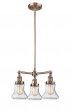  207-AC-G194-LED - Bellmont - 3 Light - 18 inch - Antique Copper - Stem Hung - Chandelier