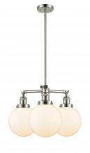  207-PN-G201-8-LED - Beacon - 3 Light - 22 inch - Polished Nickel - Stem Hung - Chandelier