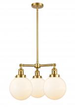  207-SG-G201-8-LED - Beacon - 3 Light - 22 inch - Satin Gold - Stem Hung - Chandelier