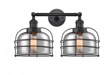  208-BK-G73-CE - Bell Cage - 2 Light - 19 inch - Matte Black - Bath Vanity Light