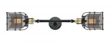  208L-BAB-G53-CE - Bell Cage - 2 Light - 6 inch - Black Antique Brass - Bath Vanity Light