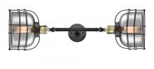  208L-BAB-G73-CE - Bell Cage - 2 Light - 9 inch - Black Antique Brass - Bath Vanity Light