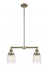  209-AB-G513-LED - Bell - 2 Light - 21 inch - Antique Brass - Stem Hung - Island Light