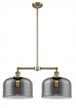  209-AB-G73-L-LED - Bell - 2 Light - 21 inch - Antique Brass - Stem Hung - Island Light