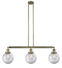  213-AB-G202-8-LED - Beacon - 3 Light - 41 inch - Antique Brass - Stem Hung - Island Light