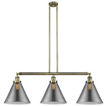  213-AB-G43-L - Cone - 3 Light - 44 inch - Antique Brass - Stem Hung - Island Light