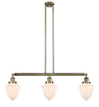  213-AB-G661-7-LED - Bullet - 3 Light - 38 inch - Antique Brass - Stem Hung - Island Light