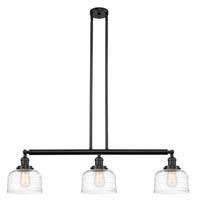  213-BK-G713 - Bell - 3 Light - 41 inch - Matte Black - Stem Hung - Island Light