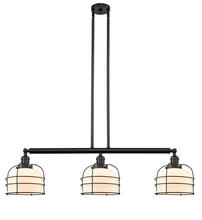  213-BK-G71-CE - Bell Cage - 3 Light - 42 inch - Matte Black - Stem Hung - Island Light