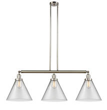  213-PN-G42-L - Cone - 3 Light - 44 inch - Polished Nickel - Stem Hung - Island Light