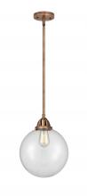  288-1S-AC-G202-10 - Beacon - 1 Light - 10 inch - Antique Copper - Cord hung - Mini Pendant