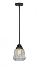  288-1S-BK-G142 - Chatham - 1 Light - 7 inch - Matte Black - Cord hung - Mini Pendant