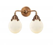  288-2W-AC-G201-6-LED - Beacon - 2 Light - 14 inch - Antique Copper - Bath Vanity Light