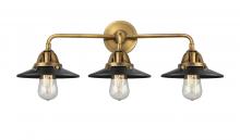  288-3W-BB-M6-BK-LED - Railroad - 3 Light - 26 inch - Brushed Brass - Bath Vanity Light