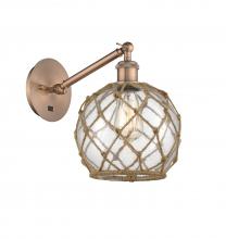  317-1W-AC-G122-8RB - Farmhouse Rope - 1 Light - 8 inch - Antique Copper - Sconce