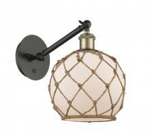  317-1W-BAB-G121-8RB - Farmhouse Rope - 1 Light - 8 inch - Black Antique Brass - Sconce